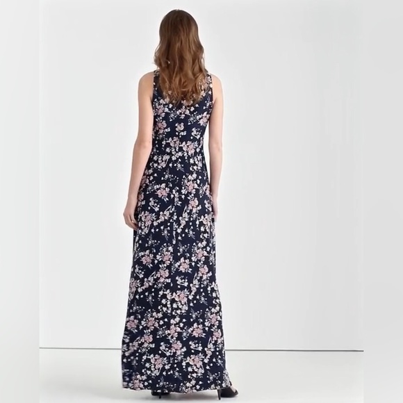 Ralph Lauren Navy Floral Jersey Maxi Dress Size 12 - Picture 2 of 10